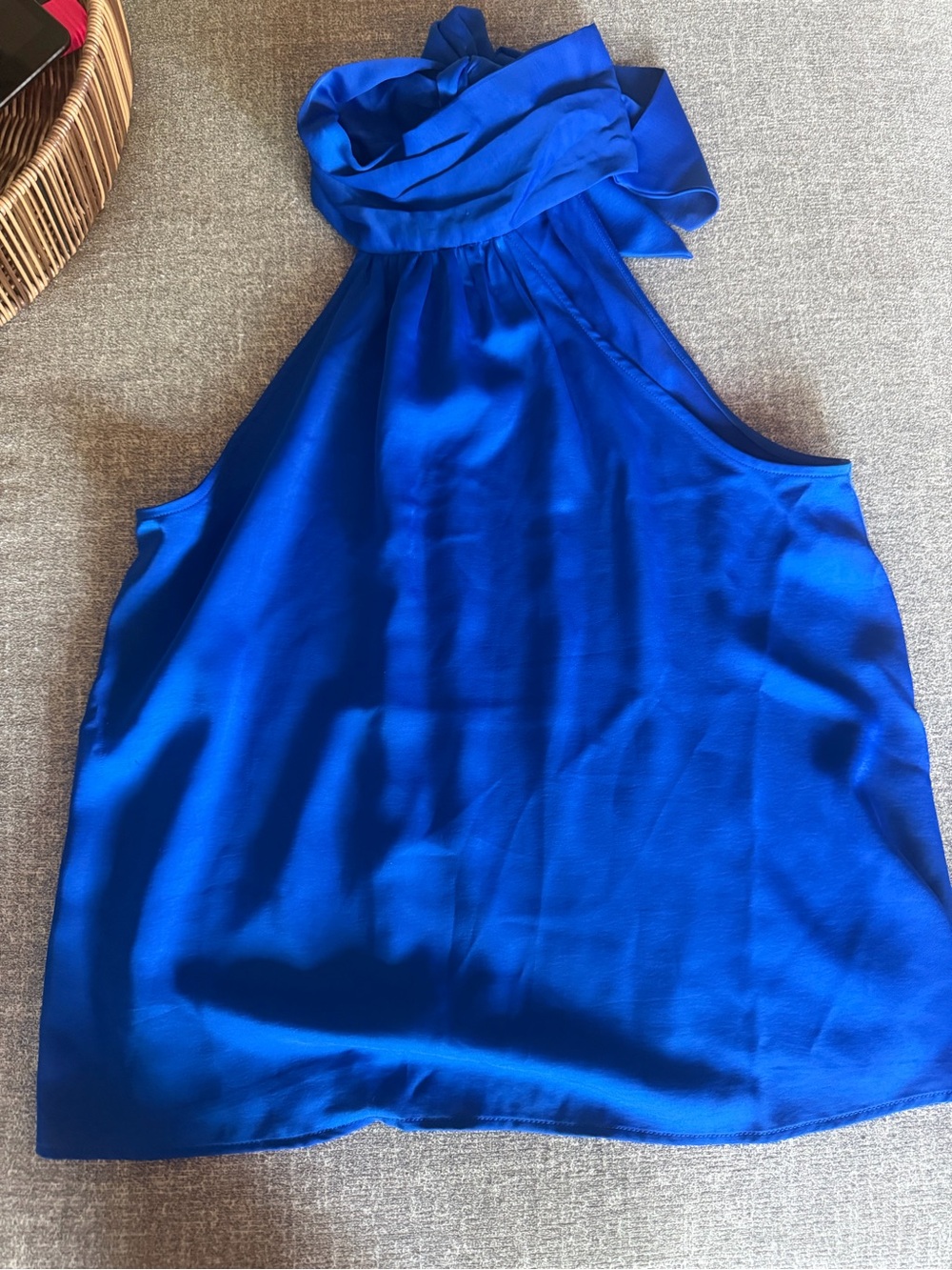 Cobalt Blue Satin Halter Top